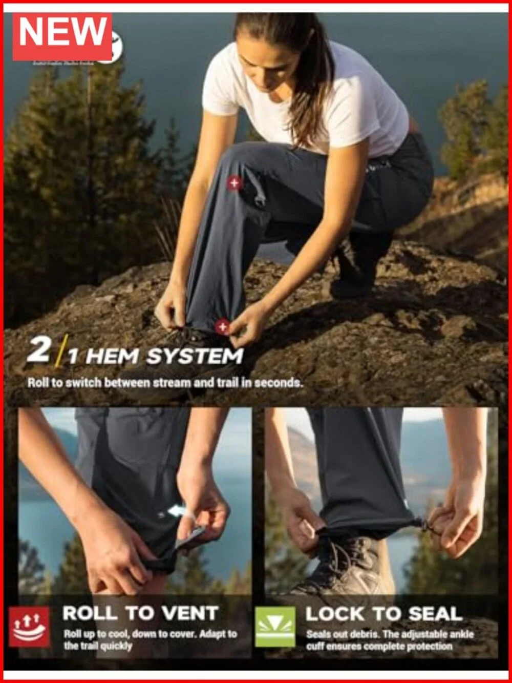 Women's Lightweight Quick Dry Hiking Pants with UPF 50+ Adjustable Cargo
